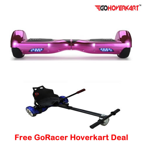Chrome Pink 6.5 Hoverboard Segway and free go racer hoverkart